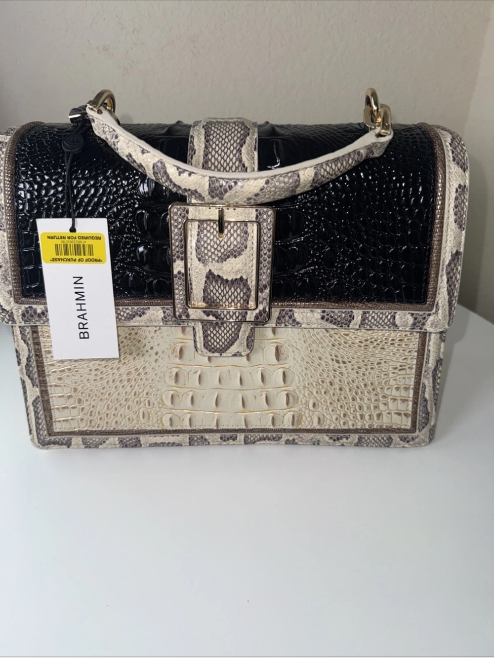 Brahmin Hallie Ivory Iguana Rockville Leather Satchel---NWT - Picture 2 of 10